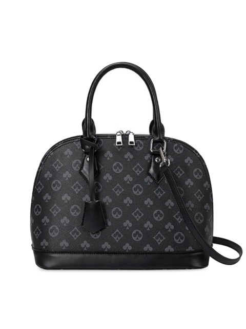 

ELOPPE Black Geometric Textured Leather Shopper Handheld Bag