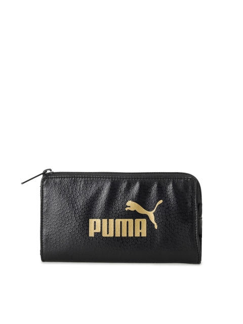 

Puma Women Black Typography Printed Zip Around Core Wallet