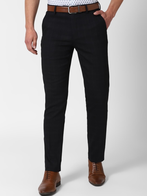

Peter England Men Black Checked Slim Fit Formal Trousers