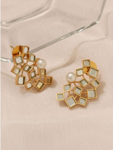 

Pipa Bella Gold-Toned & White Contemporary Drop Earrings