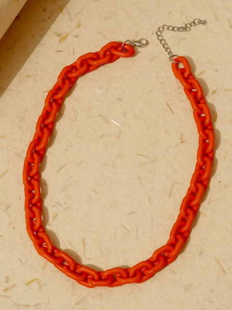 

Pipa Bella Women Orange Metal Solid Interlocked Chain Necklace