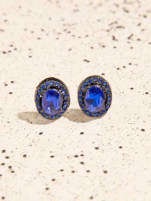 

Pipa Bella Elegant Blue Oval Crystal Jadau Party Stud Earrings