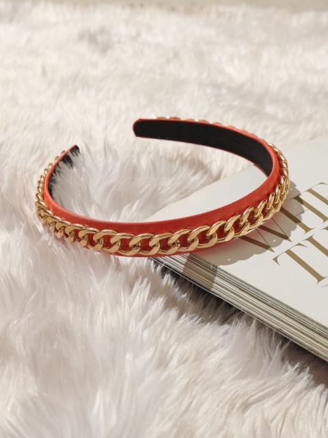 

Pipa Bella Women Gold-Toned & Orange Link Chain Embellished Hairband