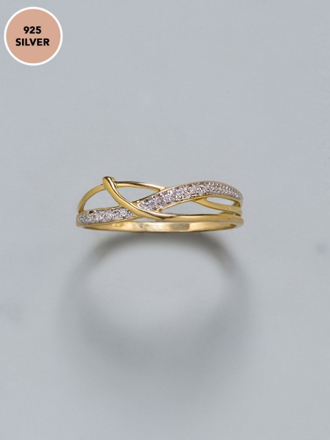 

Pipa Bella Women Sterling Gold-Plated Cubic Zirconia Wave Overlap Ring