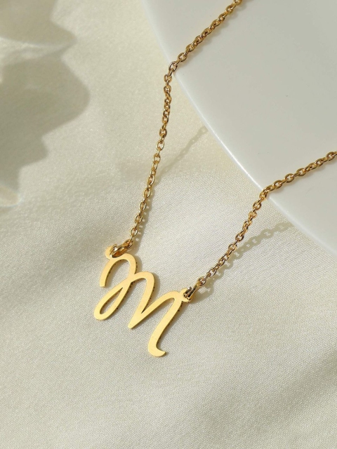 

Pipa Bella Women Gold-Toned Brass Gold-Plated Boulevard Necklace with Initial "M" Pendant