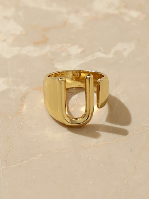 

Pipa Bella Women Gold-Plated Letter U Adjustable Finger Ring