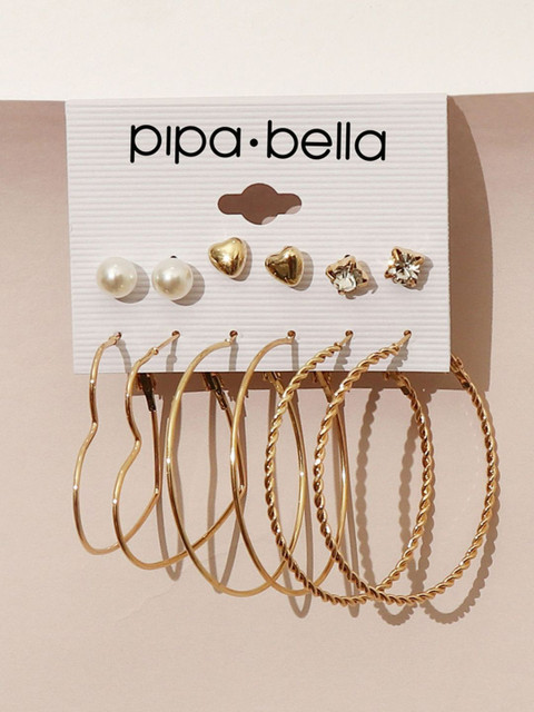 

Pipa Bella Set of 6 Earrings, Gold