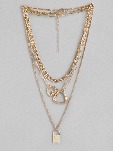 

Pipa Bella Gold-Toned Triple Layered Lock Necklace
