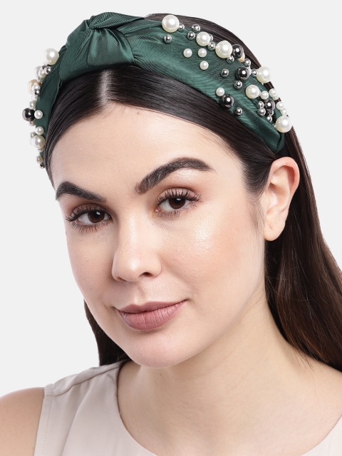 

Pipa Bella Women Green & White Beaded Knot Detail Hairband