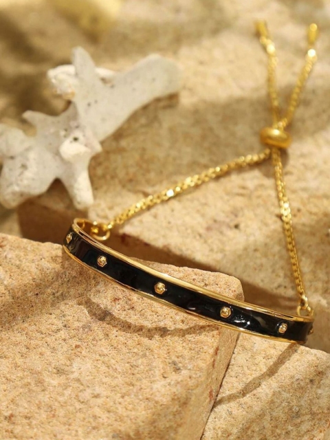 

Pipa Bella Black Havana Studded Adjustable Enamel Cuff Bracelet