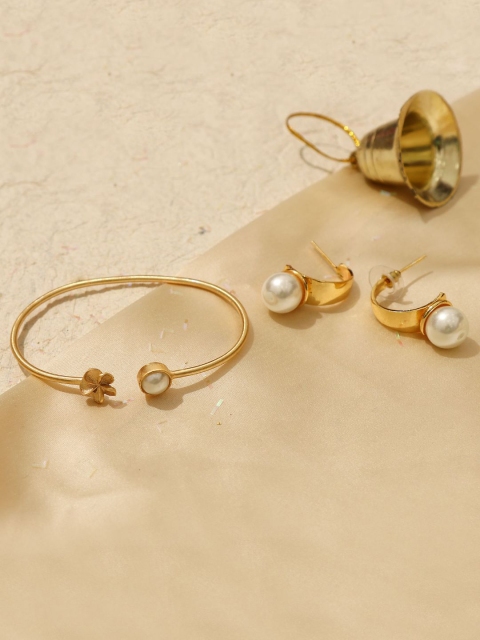 

Pipa Bella Women White Gold-Plated Bracelet & Earrings Set