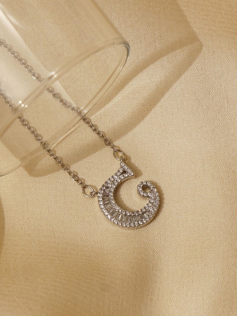

Pipa Bella Silver Toned Clear Crystal Studded C Initial Pendant