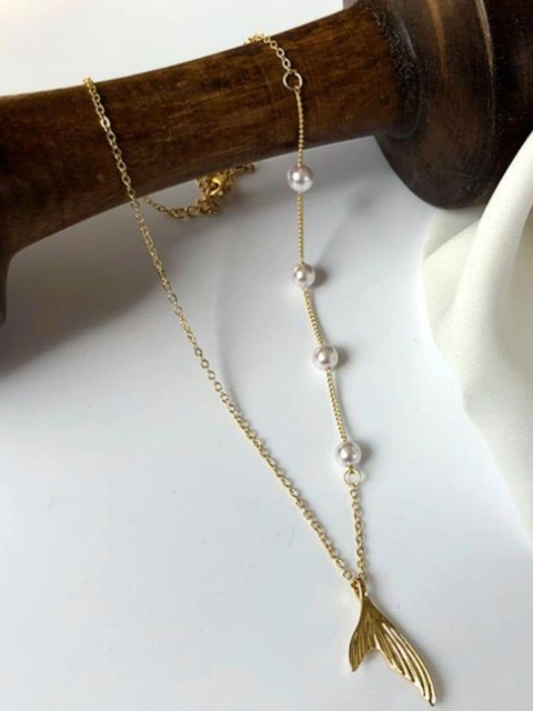 

Pipa Bella Off White Gold-Plated Mermaid Pearl Embellished Necklace
