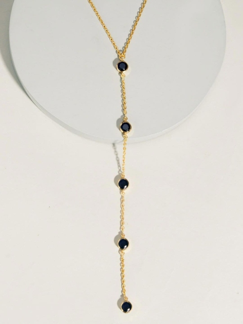 

Pipa Bella Navy Blue Gold-Plated Stone Studded Tasselled Link Necklace
