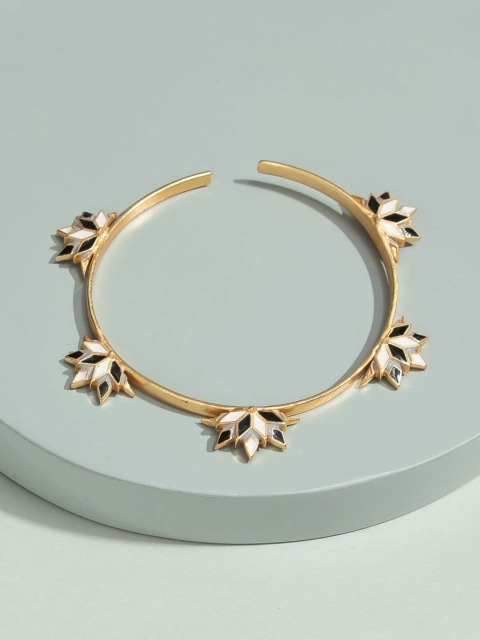 

Pipa Bella Women Gold-Toned & Black Brass Enamel Cuff Bracelet