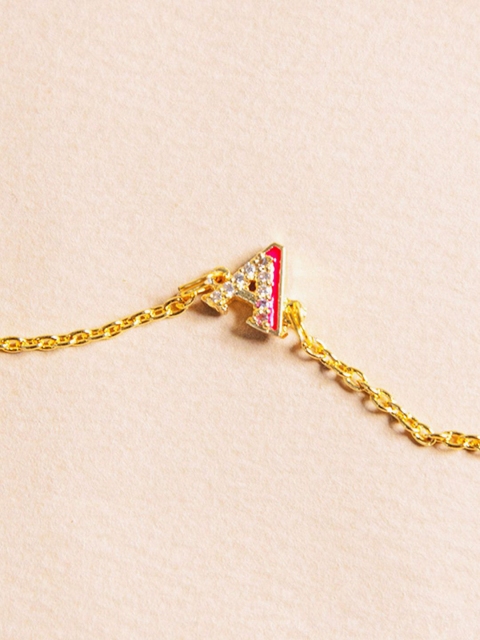 

Pipa Bella Women Pink & Gold-Toned Sterling Silver Cubic Zirconia Gold-Plated Wraparound Bracelet