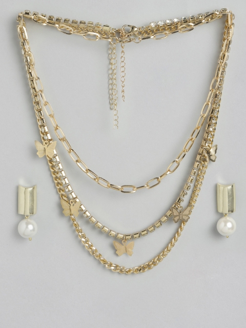 

Pipa Bella Gold-Toned Layered Necklace & Pearl Earrings Set