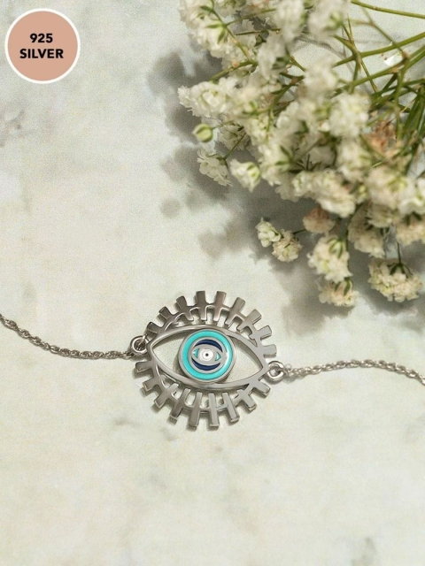 

Pipa Bella 925 Sterling Silver Evil Eye Bracelet, Turquoise blue