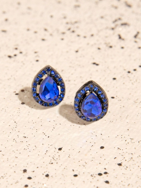 

Pipa Bella Navy Blue Stone Studded Teardrop Shaped Studs