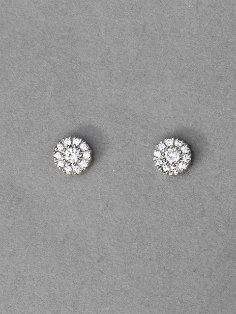 

Pipa Bella Silver-Toned & White Floral Studs Earrings