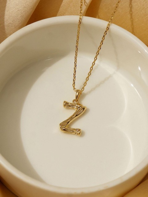 

Pipa Bella Gold-Plated Textured Z Initial Link Necklace