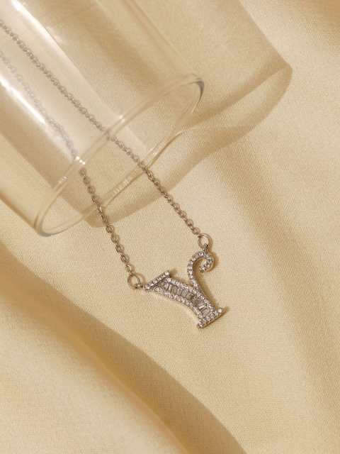 

Pipa Bella Silver-Plated Clear Crystal Studded Y Initial Pendant Necklace