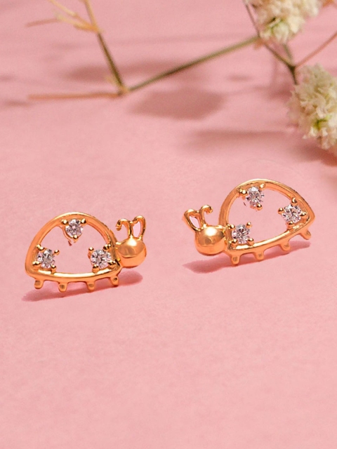 

Pipa Bella Gold-Toned & White Animal Shaped Studs Earrings