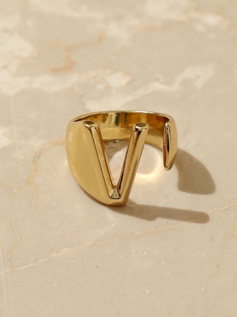 

Pipa Bella Women Gold-Toned V Initial Letter Ring