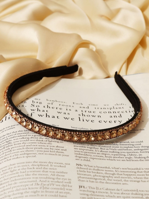 

Pipa Bella Women Black & Rose Gold-Toned Embellished Hairband