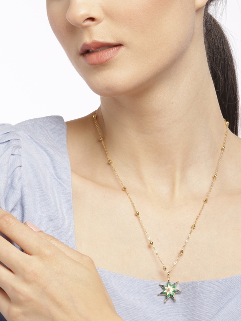 

Pipa Bella Women Gold-Toned Gold-Plated Necklace Chain & Enamelled Star Shaped Pendant