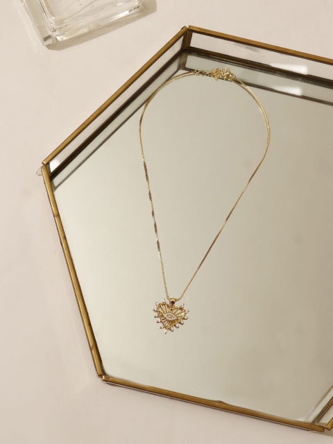 

Pipa Bella Women Gold-Toned Metal Gold-Plated Necklace Chain with Heart Evil Eye Pendant