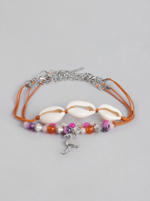 

Pipa Bella Orange & White Beaded Shell & Flamingo Anklet Set