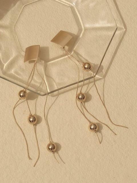 

Pipa Bella Gold-Plated Geometric Drop Earrings with Detachable Chain Dangler