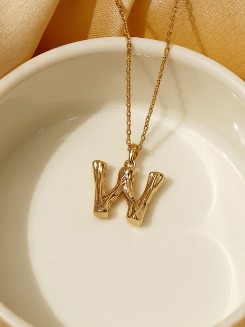 

Pipa Bella Gold-Plated Textured W Initial Link Necklace