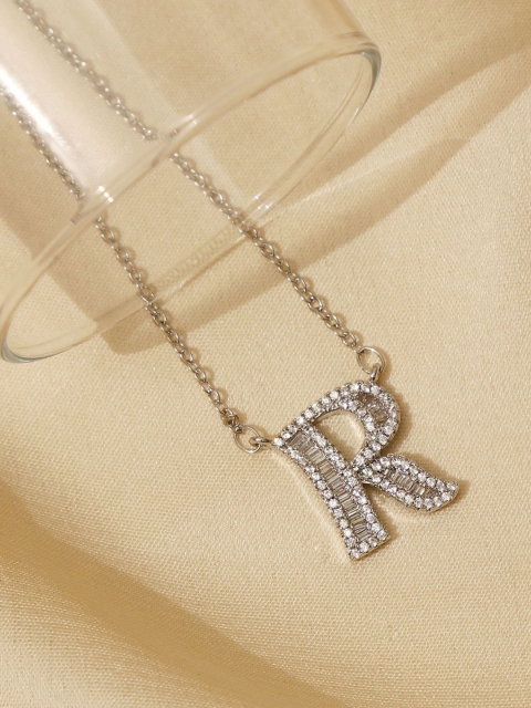 

Pipa Bella Women Silver-Plated Alloy Artificial Stones Necklace with Initial R Pendant
