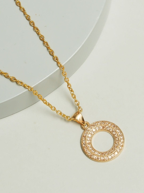 

Pipa Bella Gold Plated Concentric Circular Champagne Studded Pendant Necklace, Beige