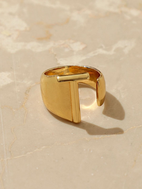

Pipa Bella Women Gold-Plated Letter T Adjustable Finger Ring