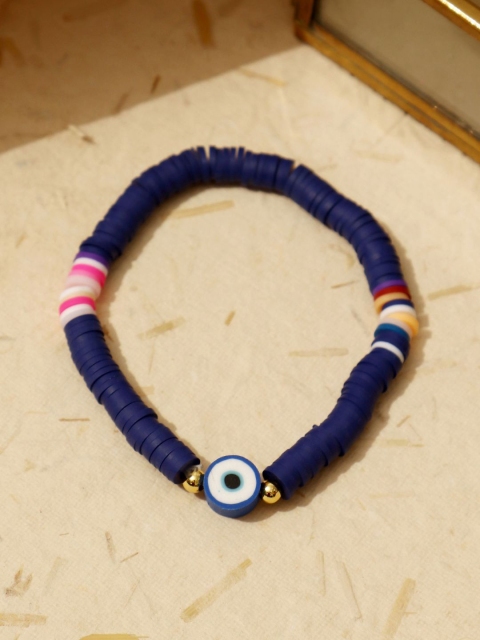 

Pipa Bella Navy Blue Vinyl Disc Bead Evil Eye Bracelet