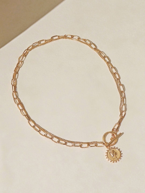 

Pipa Bella Gold-Toned Double Chain Coin Toggle Necklace