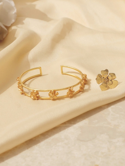 

Pipa Bella Statement Floral Bracelet and Ring Set, Gold
