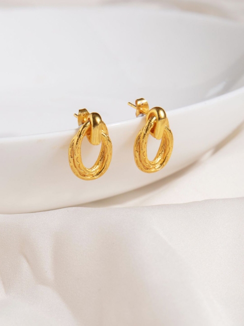 

Pipa Bella Gold-Plated Textured Oval Drop Earrings