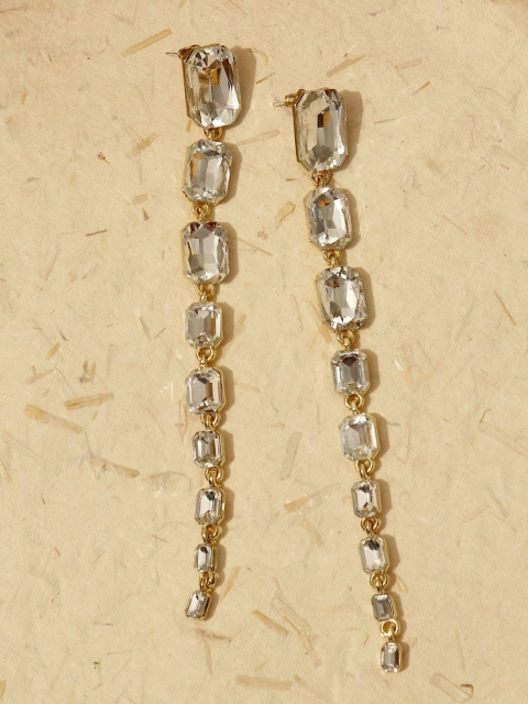 

Pipa Bella Gold-Toned Stone Studded Geometric Drop Earrings