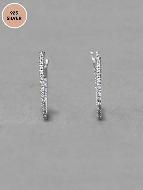 

Pipa Bella Sterling Silver Silver-Plated CZ Studded Circular Hoop Earrings