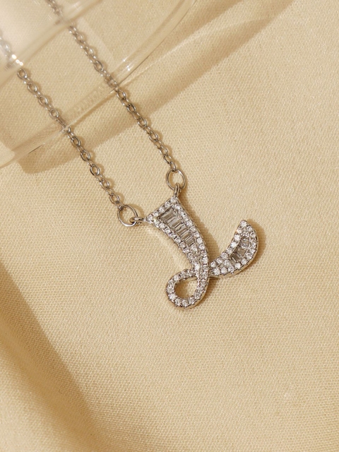 

Pipa Bella Silver-Plated Clear Crystal Studded L Initial Pendant Necklace