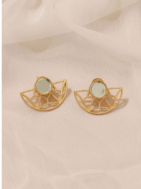 

Pipa Bella Gold-Plated Stone Studded Crescent Shaped Drop Earrings