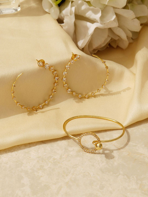 

Pipa Bella Elegant Studded Hoops and Bracelet Set, Gold