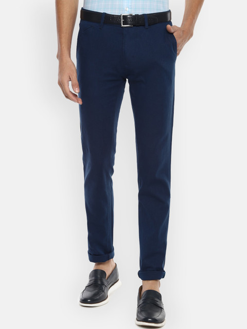 

V Dot Men Navy Blue Slim Fit Trousers