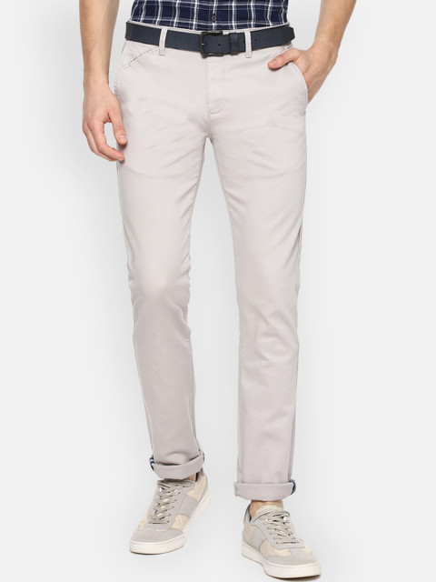 

V Dot Men Grey Slim Fit Chinos Trousers