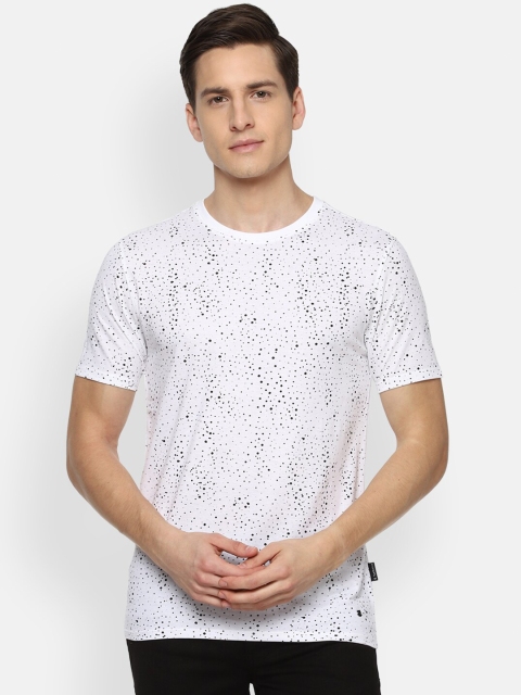 

V Dot Men White & Black Printed Slim Fit T-shirt