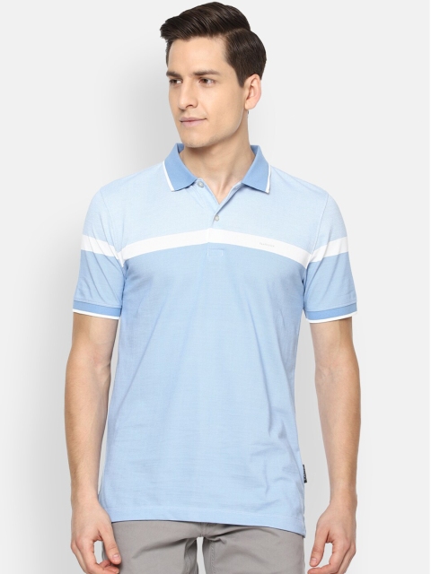 

Van Heusen Men Blue & White Striped Polo Collar T-shirt